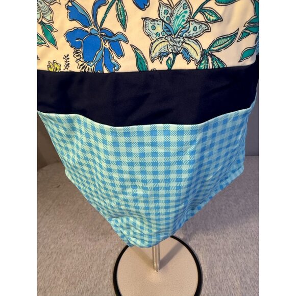 Lands End One Piece Swimsuit Bathing Suit Womens Plus Size 18W Tank Blue Floral - Picture 3 of 5